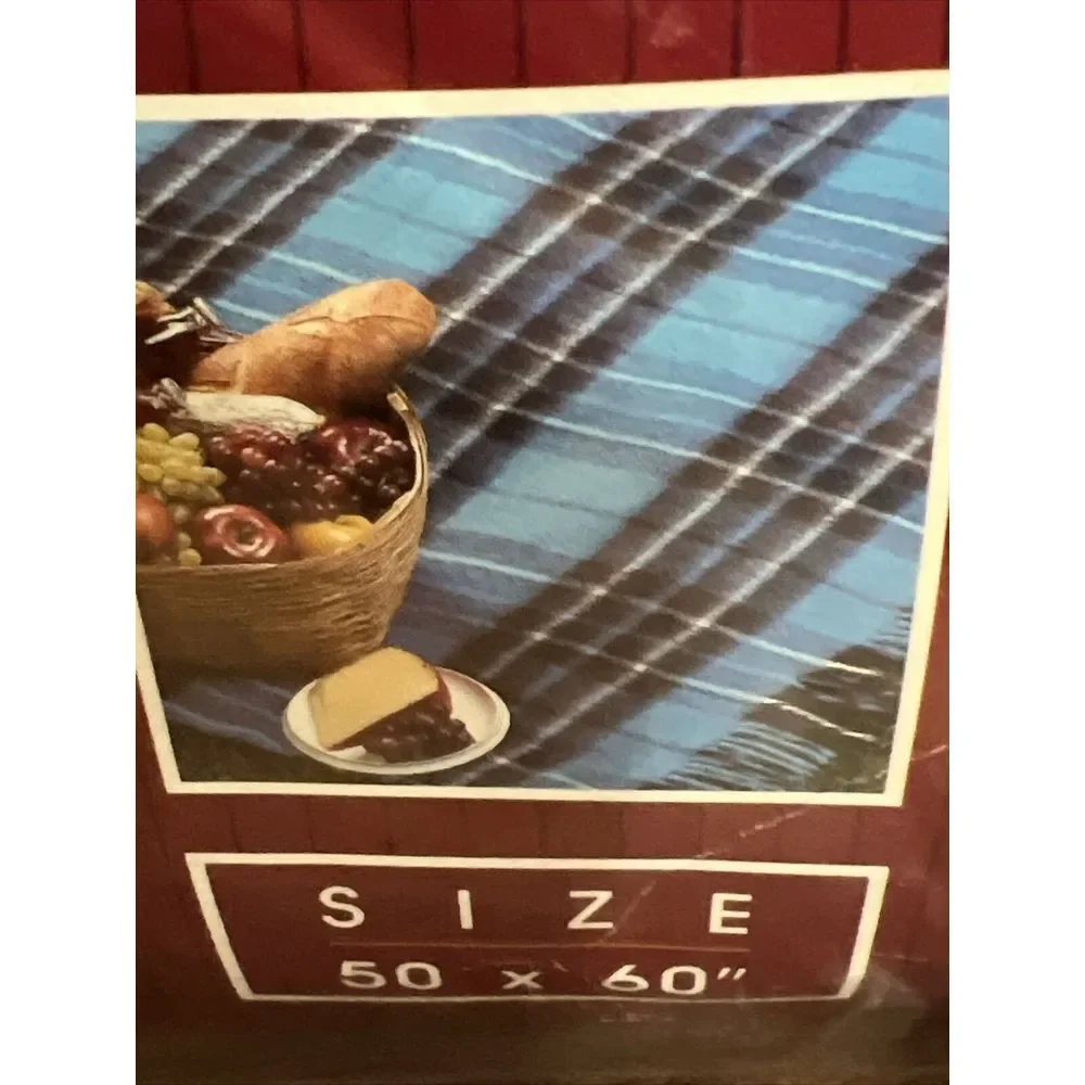 Vintage Sport Blanket Imperial Fieldcrest Mills Acrylic Blue Plaid 50x60 Lap NOS